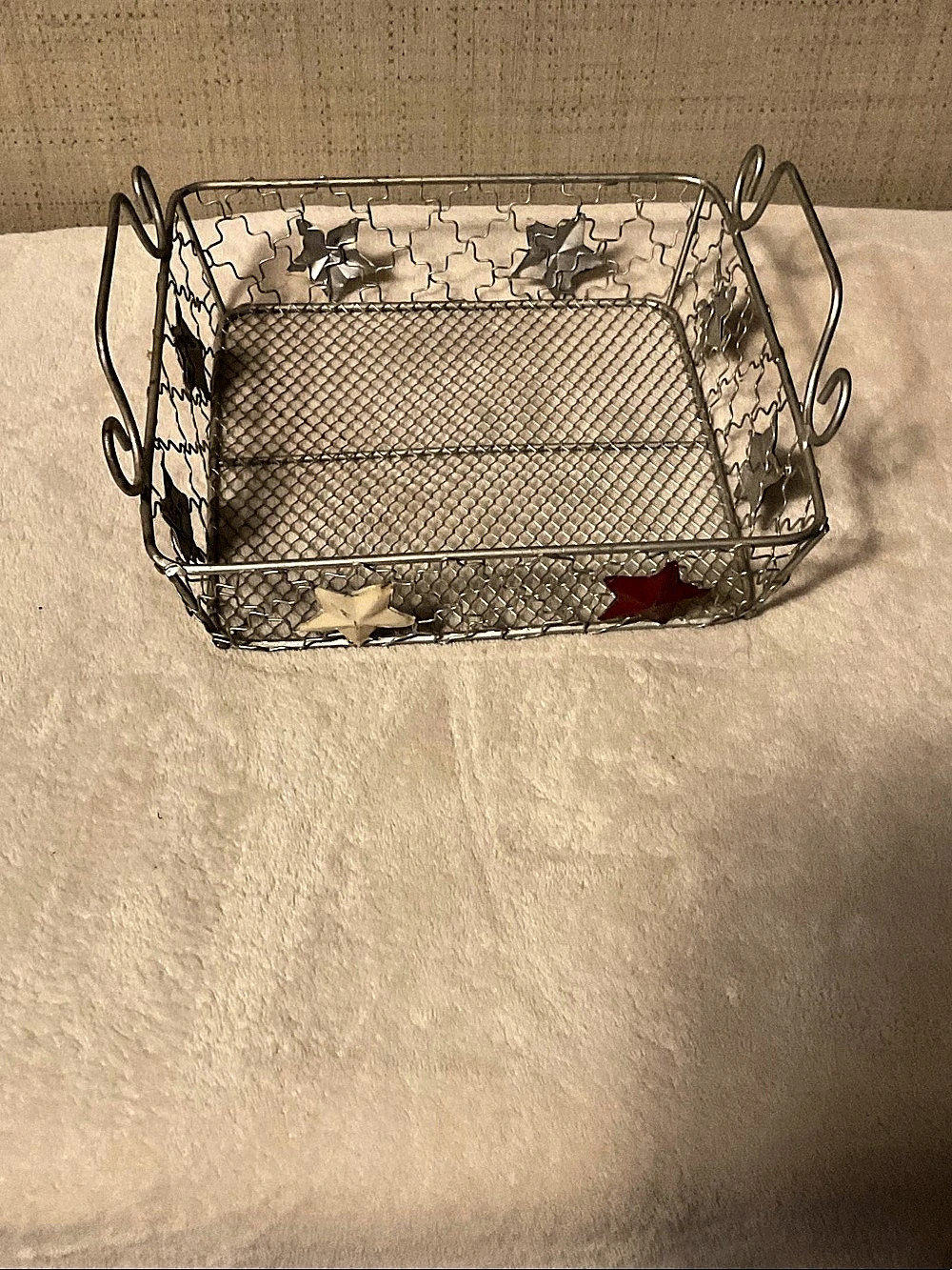 Wire Storage Basket in Silver & Red